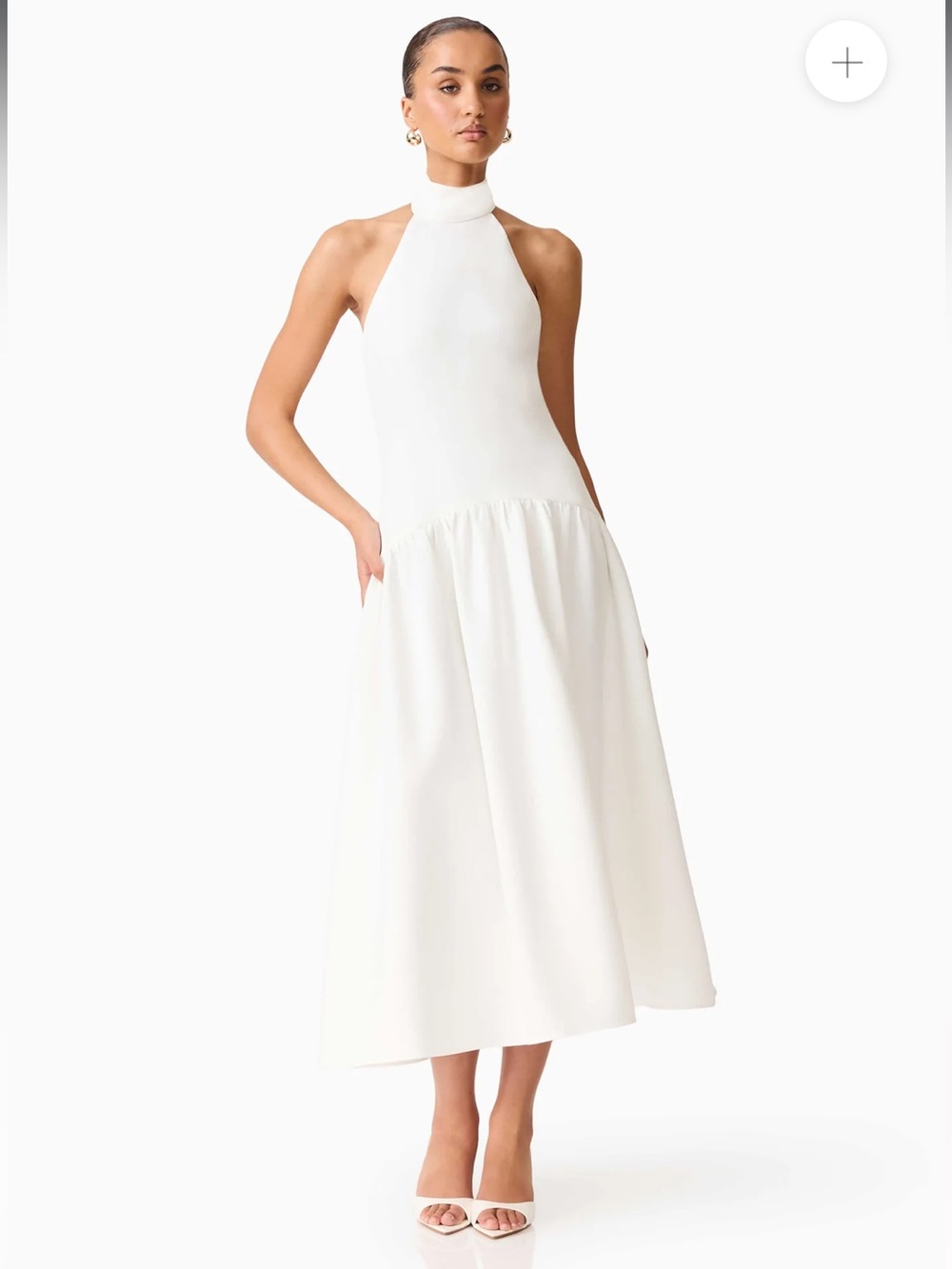 elliatt nolana white halter neck flare midi summer sun bridal dress size small